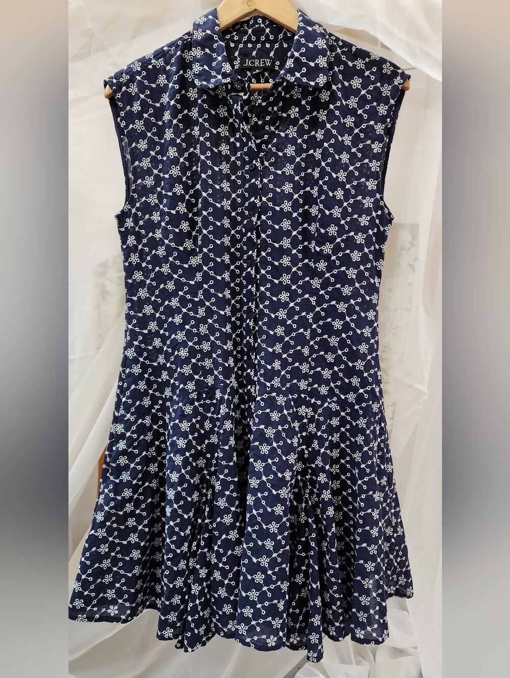 J. Crew Navy Mini eyelet shirt-dres, Size 10